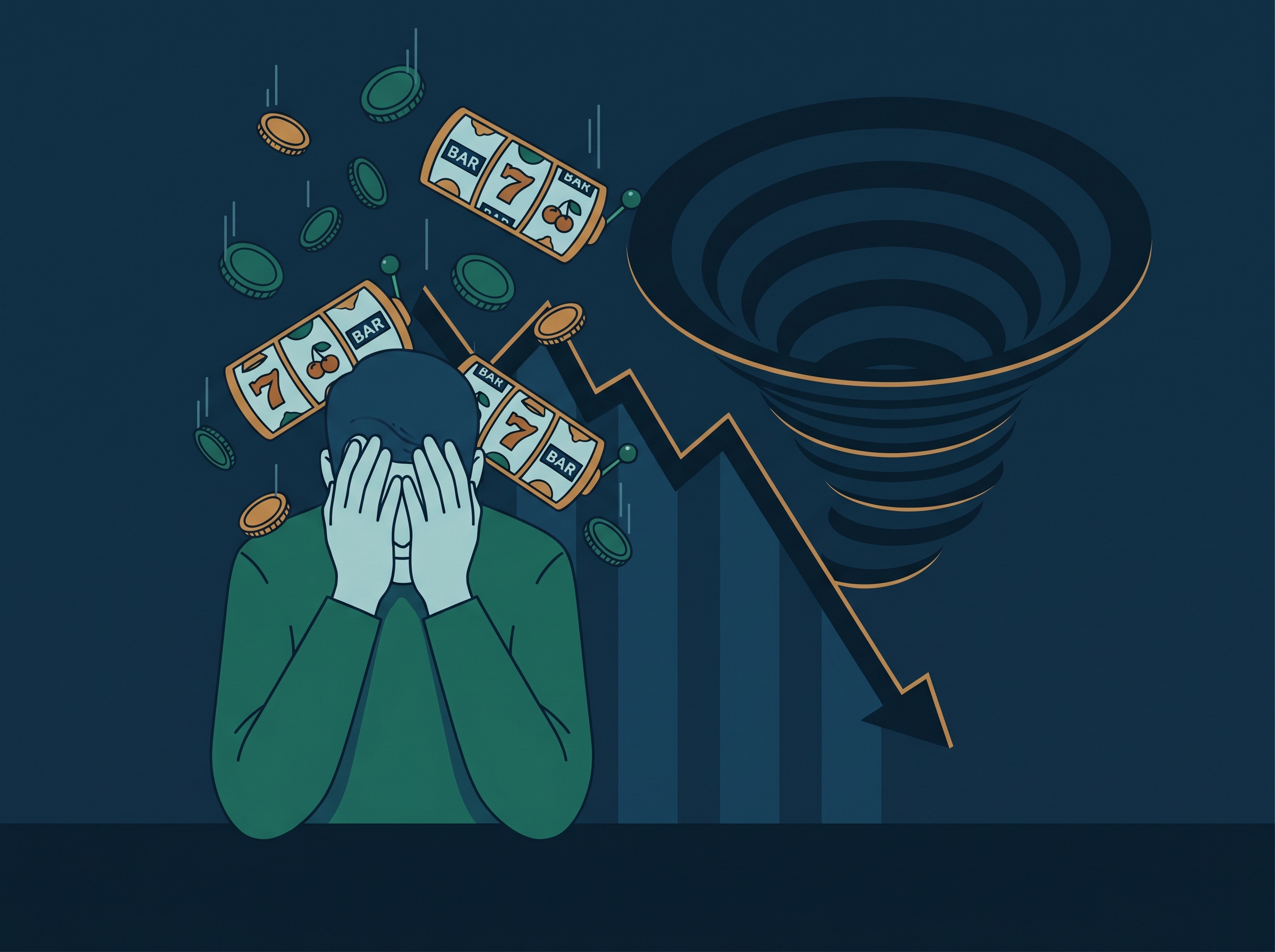 スロットで借金300万円になるまでの典型パターンのイメージ画像